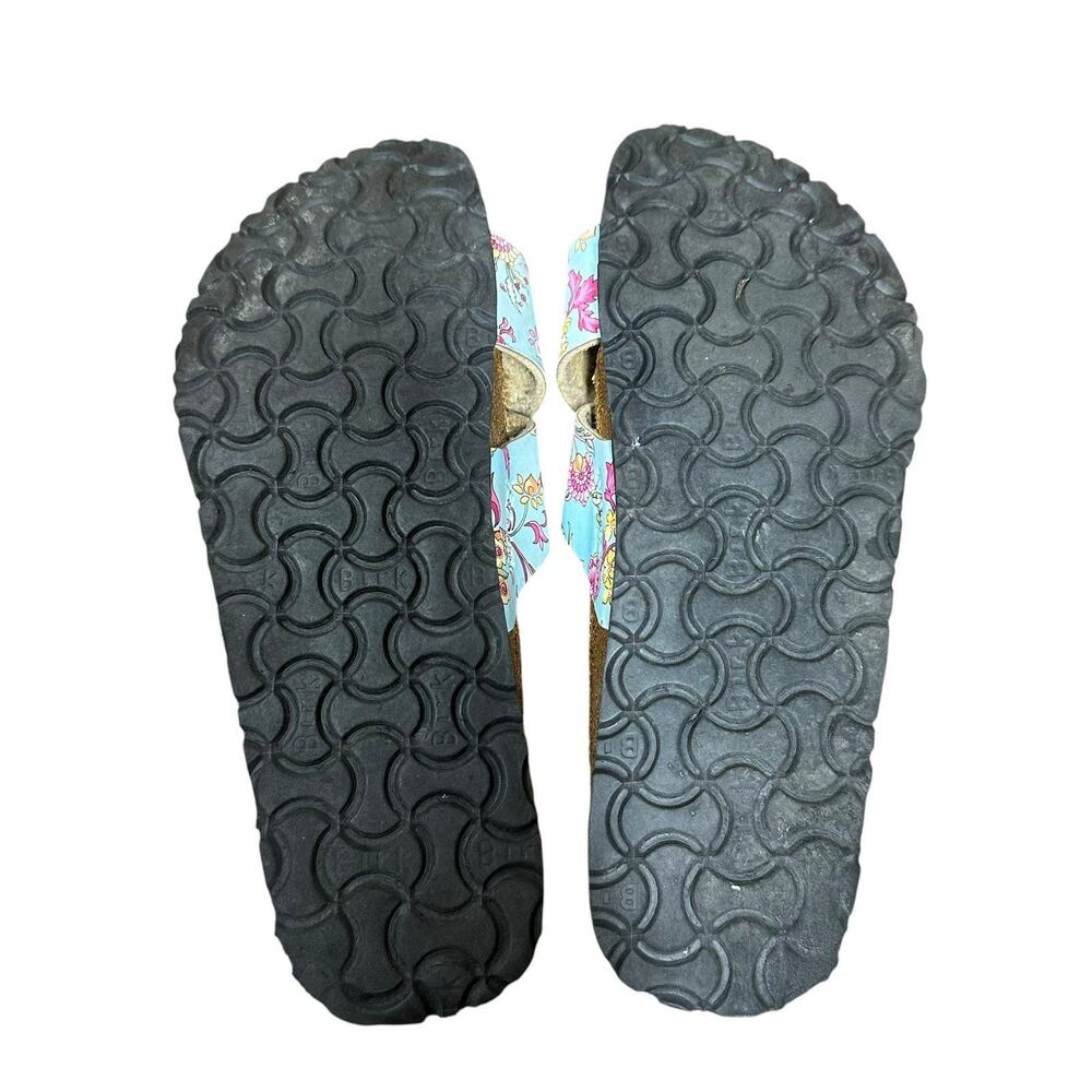 Birkenstock Birkis Cross Strap Blue Pink Floral Slide Slip On Sandals Womens 8 - Picture 9 of 9